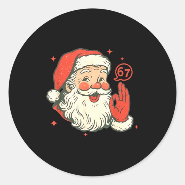 Sticker Rond 67 Christmas Funny Six Seven Meme Brainrot Santa C (Devant)