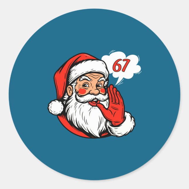Sticker Rond 67 Christmas Funny Six Seven Meme Brainrot Santa C (Devant)
