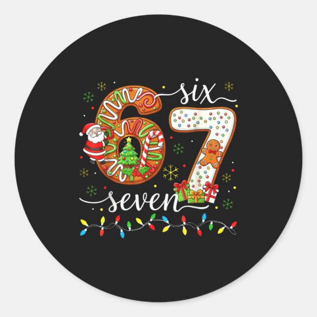 Sticker Rond 67 Christmas Gingerbreadman 6 7 Meme Xmas 67  (Devant)