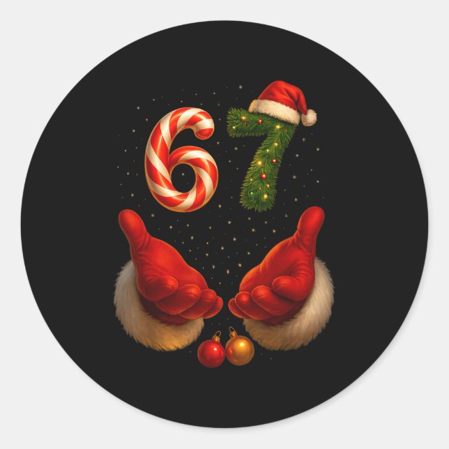 Sticker Rond 67 Christmas Meme Funny Gen Alpha Slang Holiday Hu (Devant)