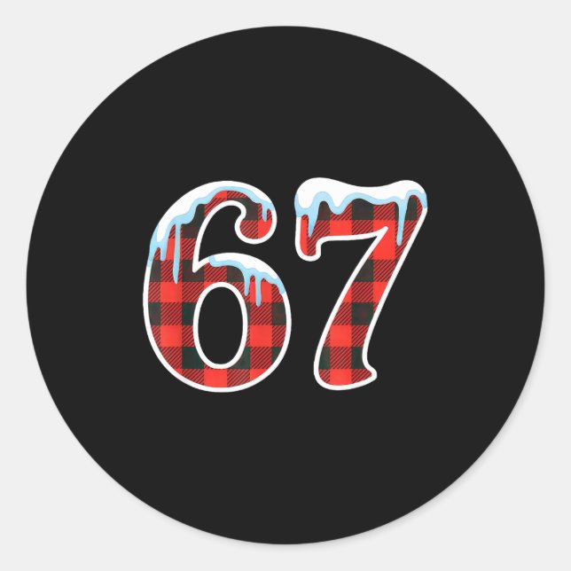 Sticker Rond 67 Christmas Meme Funny Six Seven Slang  (Devant)