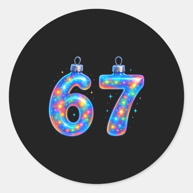 Sticker Rond 67 Christmas Ornament Meme Ice Drip Holiday Pajama (Devant)