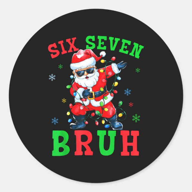 Sticker Rond 67 Christmas Six Seven Bruh Meme Santa Dabbing Chr (Devant)