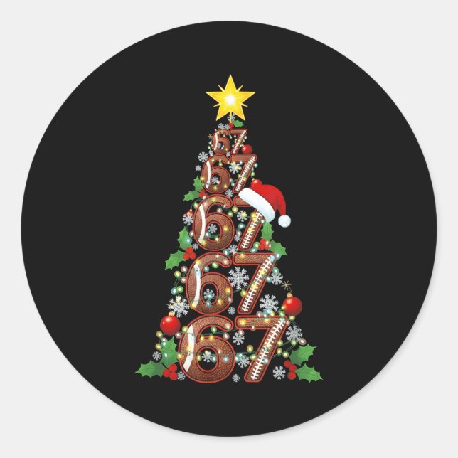 Sticker Rond 67 Christmas Tree Football Holiday Six Seven Meme  (Devant)