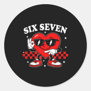 Sticker Rond 67 Cœur de la Saint-Valentin Six Sept 6 7 Mème Sai