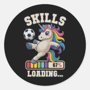 Sticker Rond 67 Compétences de licorne de football Chargement d