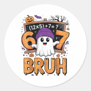 Sticker Rond 67 Costume d'Halloween de professeur de mathématiq