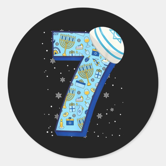 Sticker Rond 67 Couple Hanukkah Matching Six Seven Meme Jewish  (Devant)