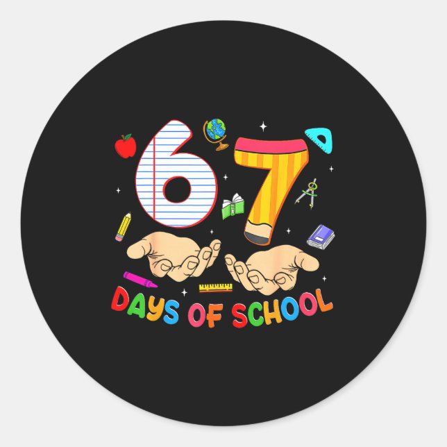 Sticker Rond 67 Days Of School 67 Funny Six Seven Meme 6-7  (Devant)