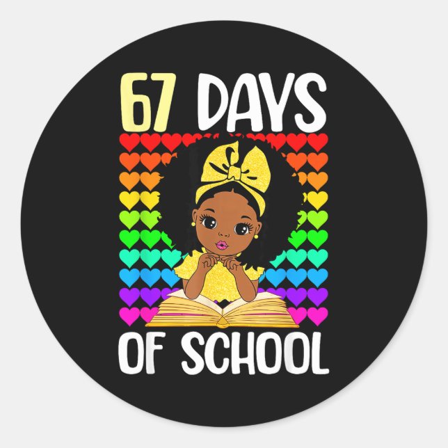 Sticker Rond 67 Days Of School 67th Day Smarter Six Seven Melan (Devant)