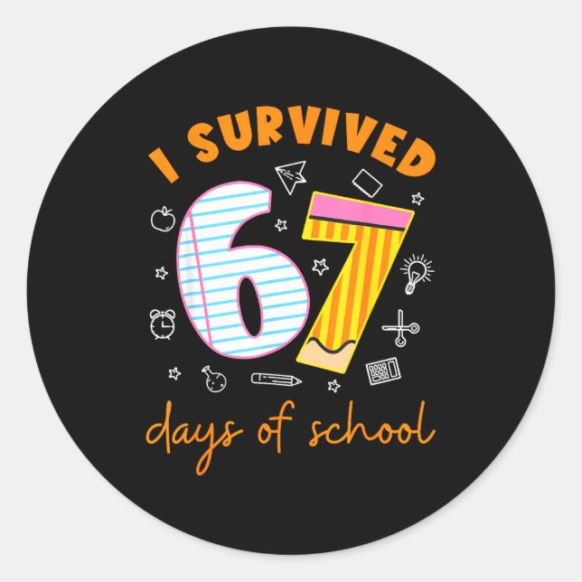 Sticker Rond 67 Days Of School Cool Teacher Design  (Devant)
