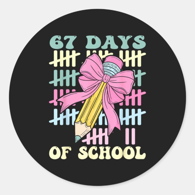 Sticker Rond 67 Days Of School Cool Teacher Design  (Devant)