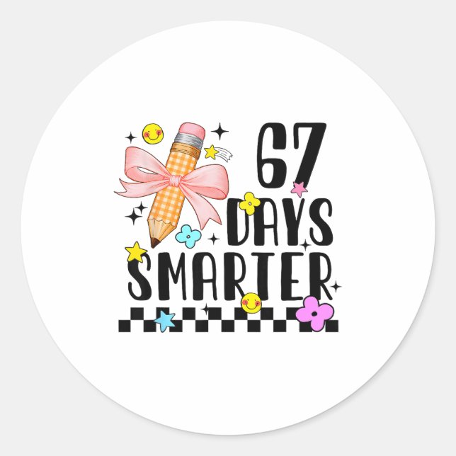 Sticker Rond 67 Days Of School Funny 67 Days Smarter Student Te (Devant)