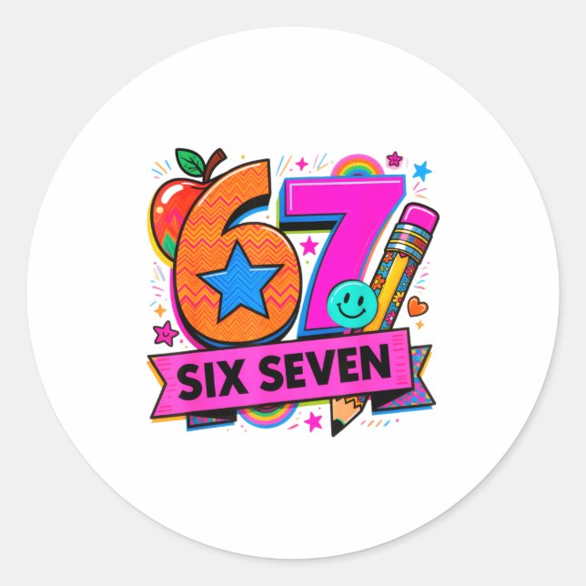 Sticker Rond 67 Days School 67 Six Seven Funny 67 Teachers Stud (Devant)