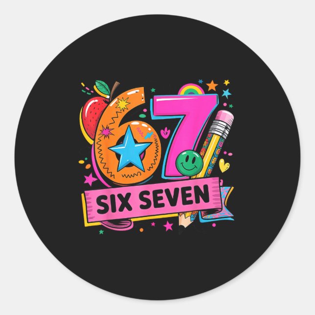 Sticker Rond 67 Days School 67 Six Seven Teachers Students Meme (Devant)