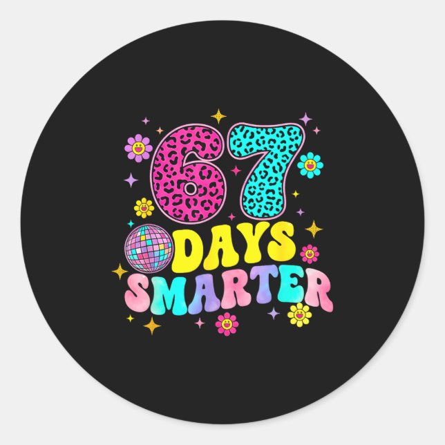 Sticker Rond 67 Days Smarter School Funny 67 Teachers Students  (Devant)