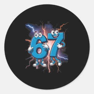 Sticker Rond 67 Dégénérescence cérébrale Mème italien Drôle 67
