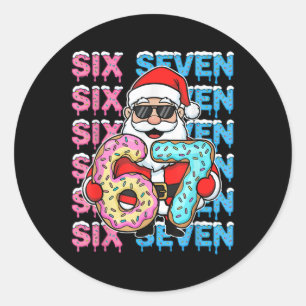 Sticker Rond 67 Donut Noël Drôle Six Sept Mème Santa Enfants