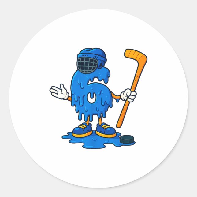Sticker Rond 67 Drip Ice Cream Hockey Player  (Devant)