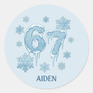 Sticker Rond 67 Drôle 6 7 Six Sept Noël Personnalisé