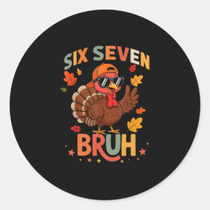 Sticker Rond 67 drôle de Thanksgiving Six Sept Mème Dinde Glous