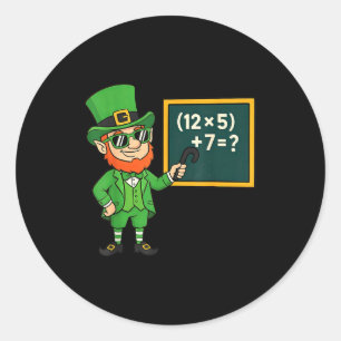 Sticker Rond 67 drôle St Patricks Day professeur de mathématiqu