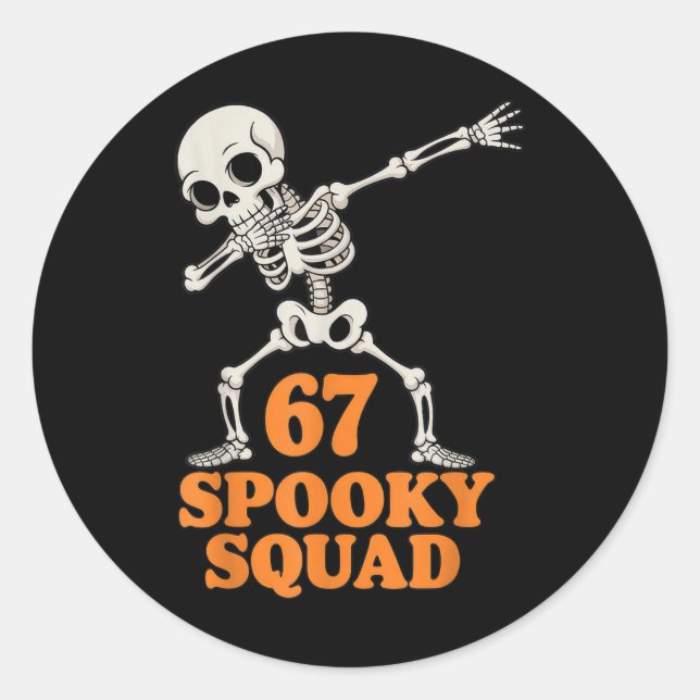 Sticker Rond 67 Équipe effrayante Halloween squelette  (Devant)