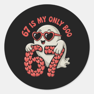 Sticker Rond 67 est mon seul Boo drôle Saint-Valentin Single 67