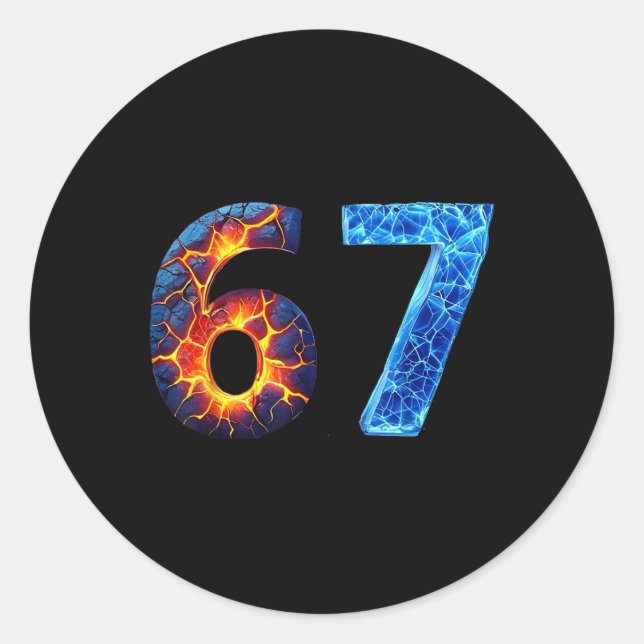 Sticker Rond 67 Feu Glace Numéro Drôle Six Sept Mème 6 7  (Devant)