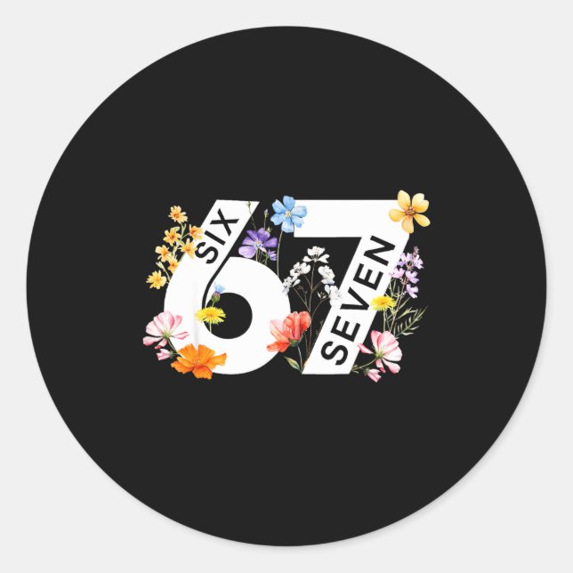Sticker Rond 67 Floral Flower Gen 67th Birthday Number 67  (Devant)