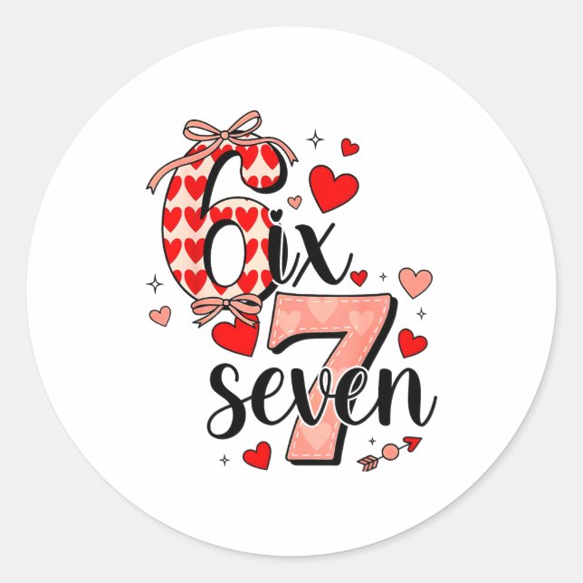 Sticker Rond 67 Funny Love Hearts Six Seven Meme Saint-Valentin (Devant)