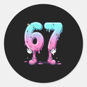 Sticker Rond 67 Glace Dégoulinante (ck) Six Sept Mème Pour Gen
