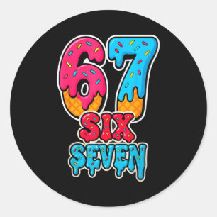 Sticker Rond 67 Glace Dégoulinante Drôle Six Sept Gen Alpha Mèm