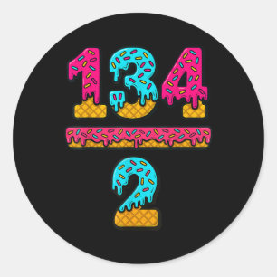 Sticker Rond 67 Glace Dégoulinante Mème Division Prof De Maths