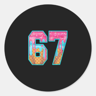 Sticker Rond 67 Glace Dégoulinante Mème Drôle Six Sept Nombre D