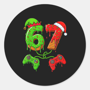 Sticker Rond 67 Glace Dégoulinante Mème Joueur Six Sept Noël B