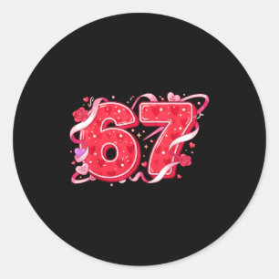 Sticker Rond 67 Glace Drip Meme Drôle Six Sept Saint-Valentin D