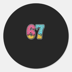 Sticker Rond 67 Glace Drip Meme Six Sept Drôle Gen Alpha D
