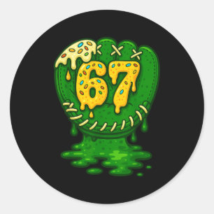 Sticker Rond 67 Glace Goutte Drôle Six Sept Baseball