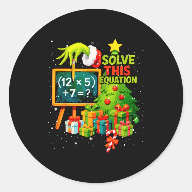 Sticker Rond 67 Green Teacher Christmas Six Seven Meme Brainrot (Devant)