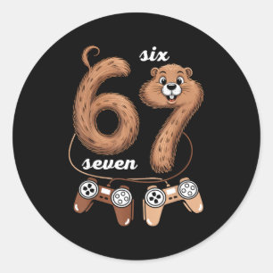 Sticker Rond 67 Groundhog Day Six Seven Mème Garçons Jeux Enfan
