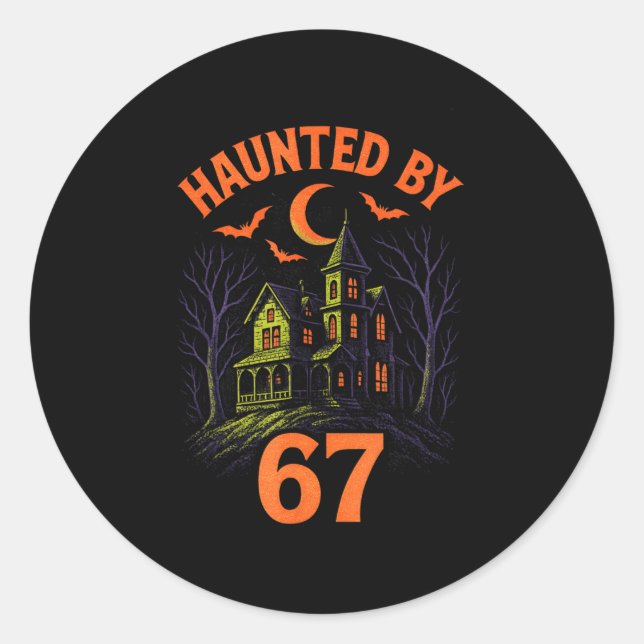 Sticker Rond 67 Halloween Costume Brainrot Enseignant 6-7 Mème  (Devant)