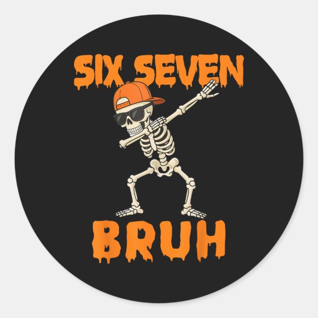 Sticker Rond 67 Halloween Drôle Six Sept Mème Brainrot Citrouil (Devant)