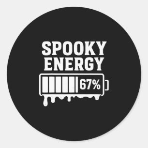 Sticker Rond 67 Halloween Énergie Effrayante Brainrot Mème Six 
