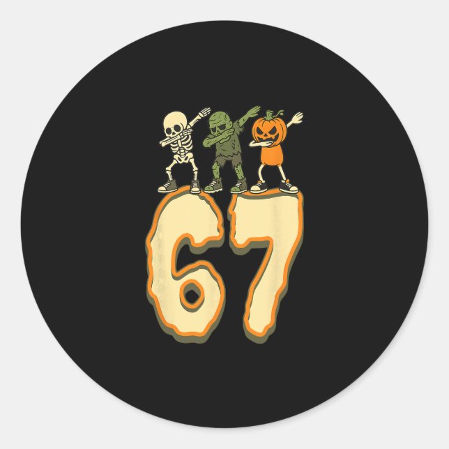 Sticker Rond 67 Halloween Meme 6 7 Numbers Six Seven Funny Kids (Devant)