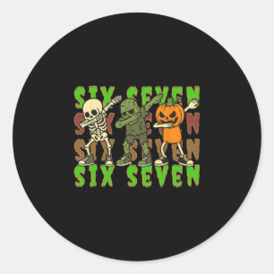 Sticker Rond 67 Halloween Mème Six Sept Squelette Dabant Zombie