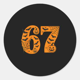 Sticker Rond 67 Halloween Six Sept Brainrot Mème Garçons Enfant