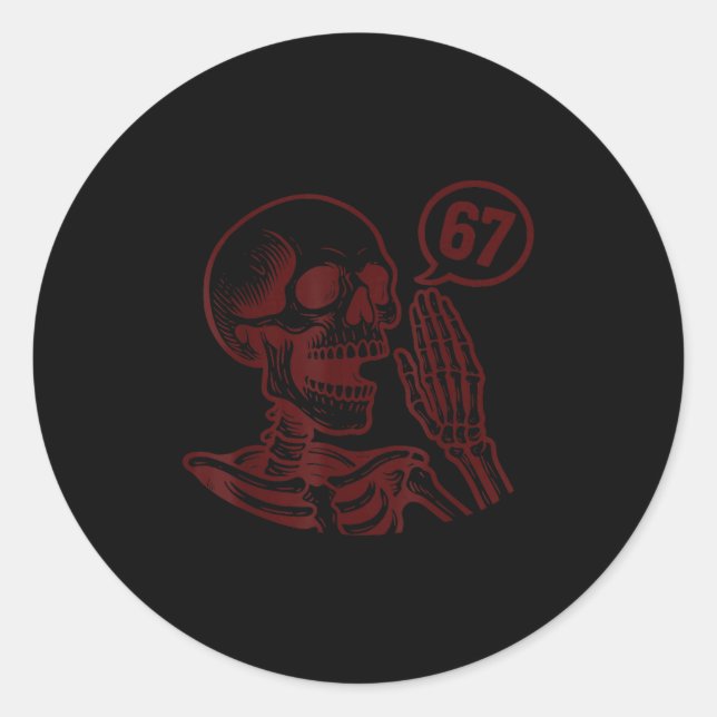 Sticker Rond 67 Halloween Squelette Six Sept Mème Pourriture Cé (Devant)