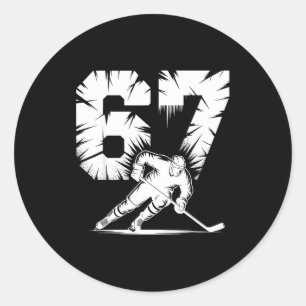 Sticker Rond 67 Hockey Cool Six Seven Slang Gen Alpha Hiver St