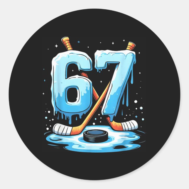 Sticker Rond 67 Hockey Crème Glacée Drip Génération Alpha Argot (Devant)